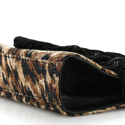 Saint Laurent Canvas Leopard Print Fringe Baby Monogram Satchel Black Multicolor 9 of 10