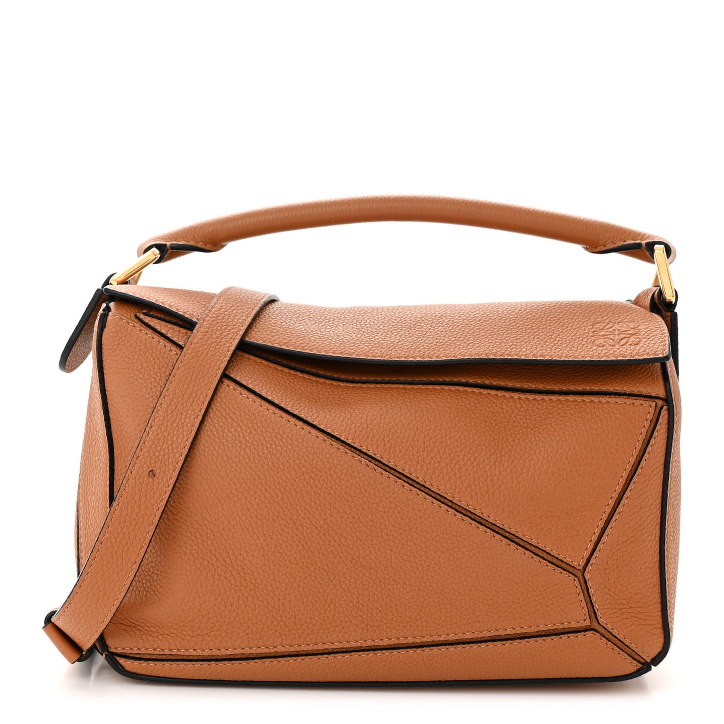 Grained Calfskin Small Puzzle Bag Tan