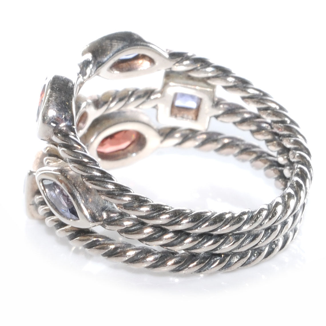 David Yurman Sterling Silver Berry Confetti 3 Row Ring 6 5 of 5