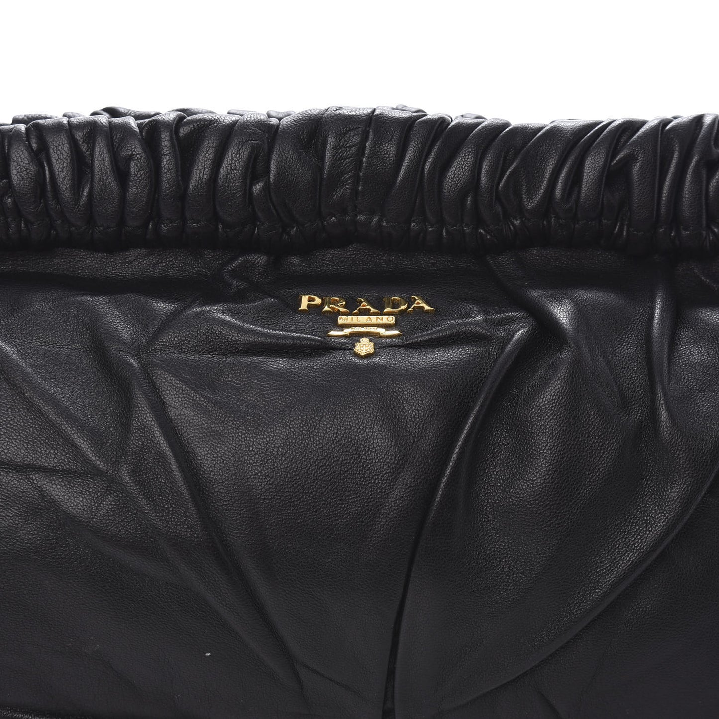 Nappa Pleated Pochette Clutch Black