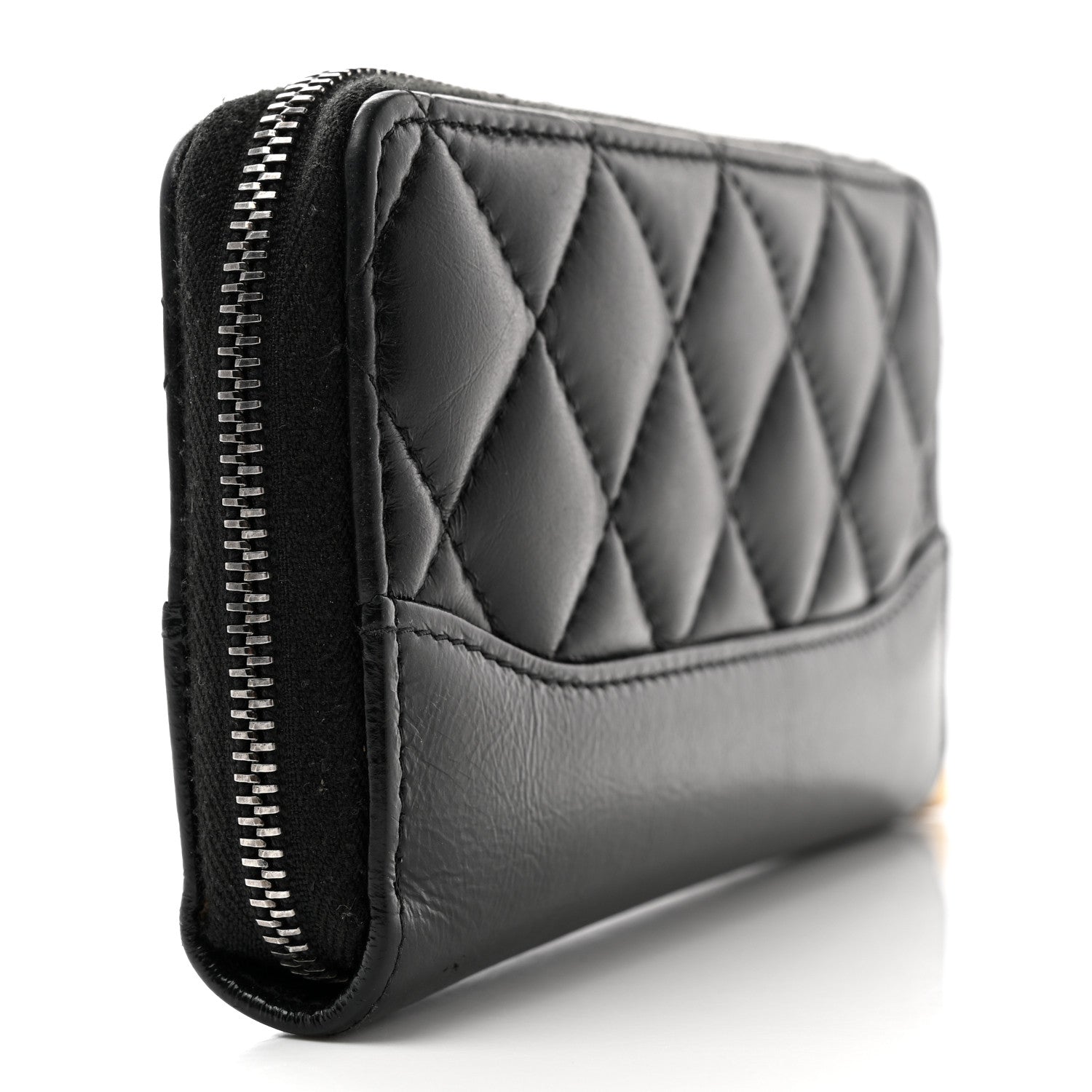 Chanel Aged Calfskin Quilted Small Gabrielle Zip Around Wallet Black 3 of 10