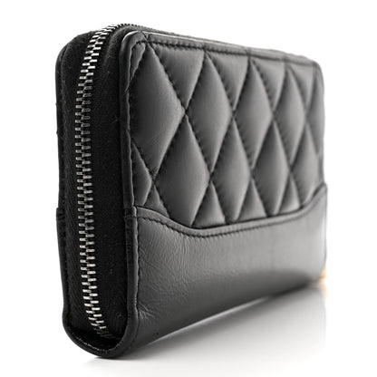 Chanel Aged Calfskin Quilted Small Gabrielle Zip Around Wallet Black 3 of 10