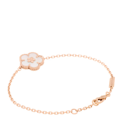 Van Cleef & Arpels 18K Rose Gold Mother Of Pearl Lucky Spring Plum Blossom Bracelet 3 of 7