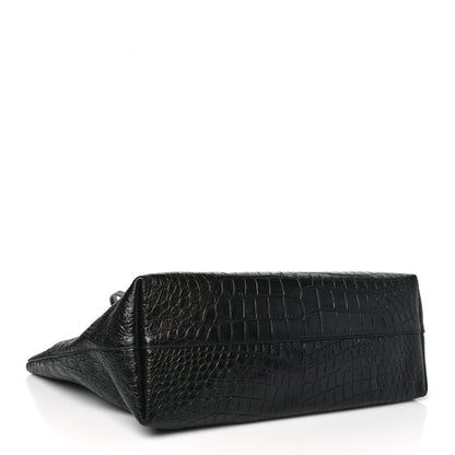 Saint Laurent Calfskin Crocodile Embossed Large Shopper Tote Black 5 of 11