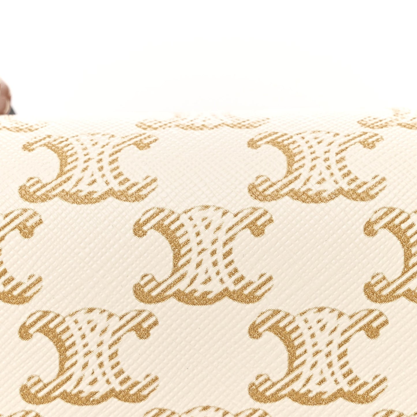 Triomphe Canvas Calfskin Mini Besace Bag White
