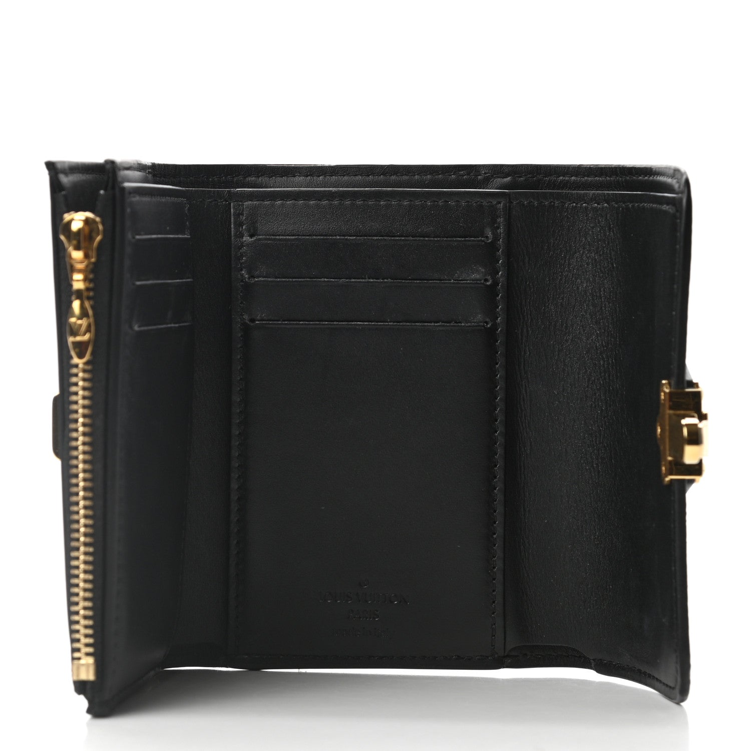Louis Vuitton Patent Calfskin Monogram Cherrywood Compact Wallet Black 10 of 12