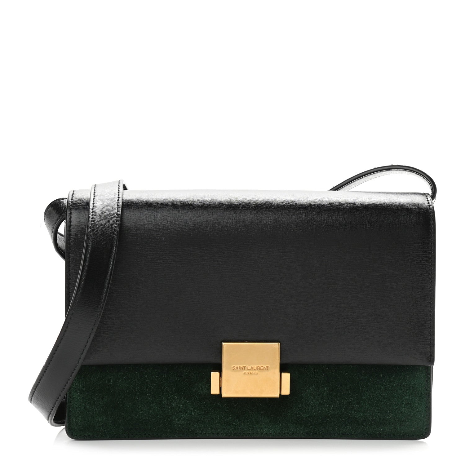Saint Laurent Smooth Calfskin Suede Medium Bellechasse Black Dark Green 1 of 12