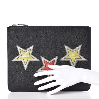 Givenchy Pebbled Calfskin Star Patches Pouch Black 2 of 7