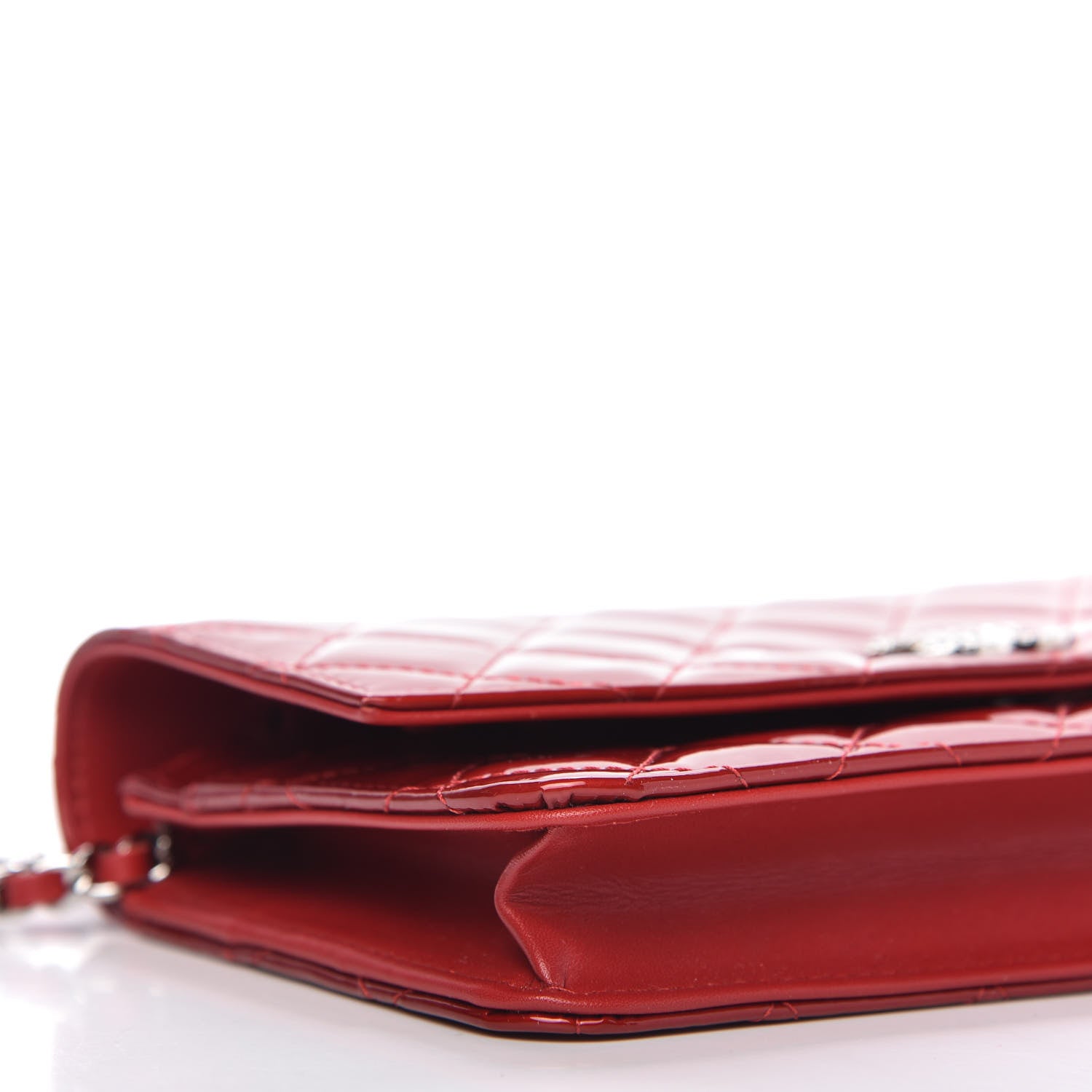 Chanel Patent Quilted Brilliant Wallet On Chain WOC Red 6 of 12