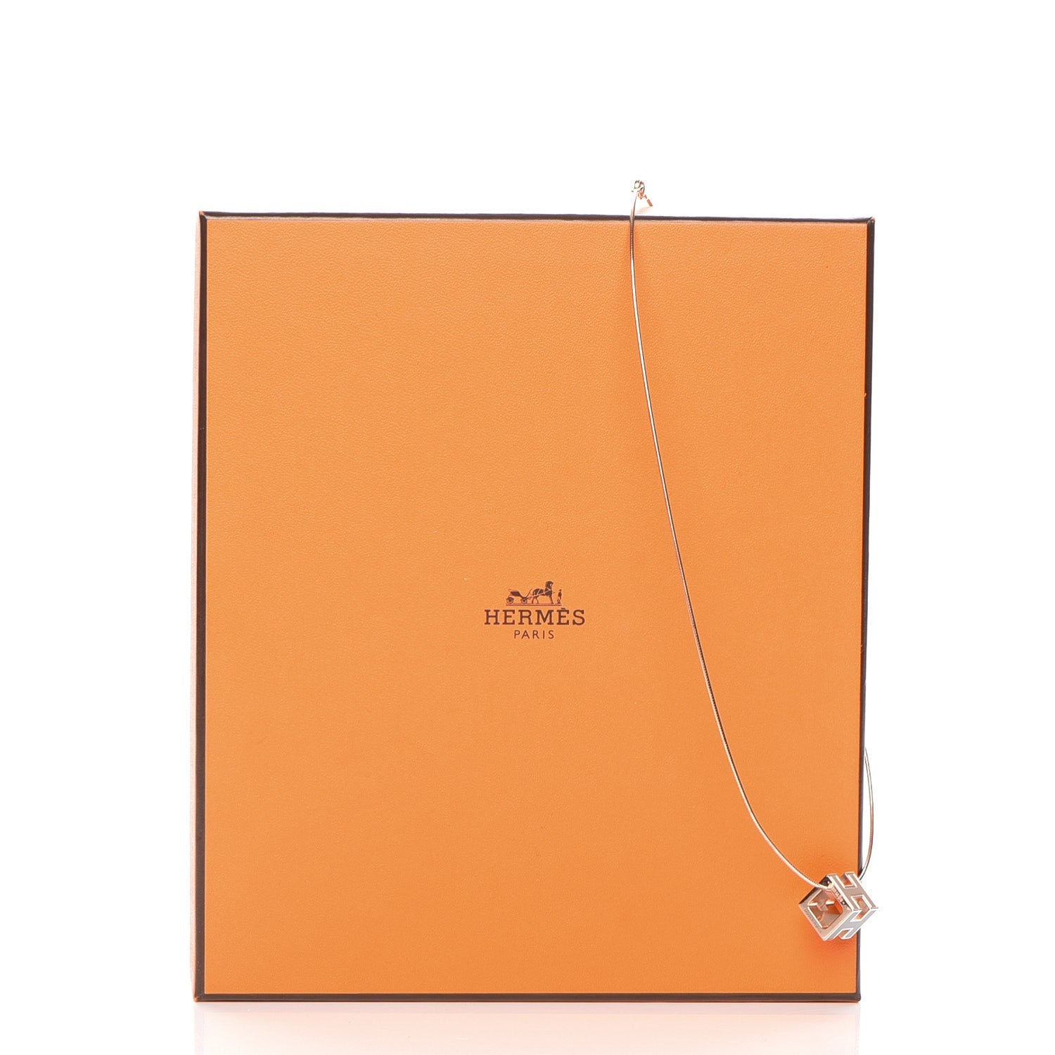 Hermes Rose Gold Lacquered Cage d'H Pendant Necklace Black 7 of 7