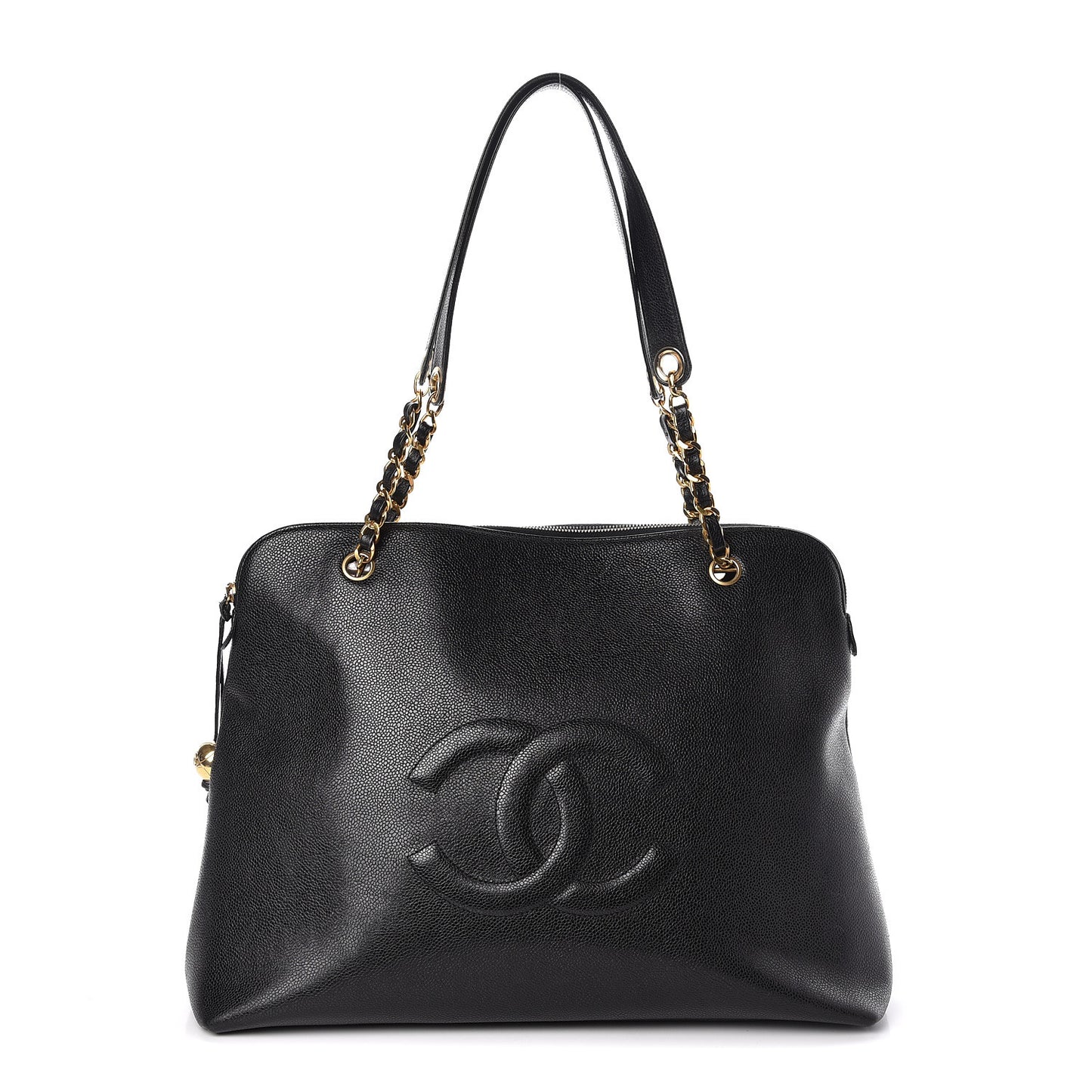 Caviar Large CC Shoulder Bag Black