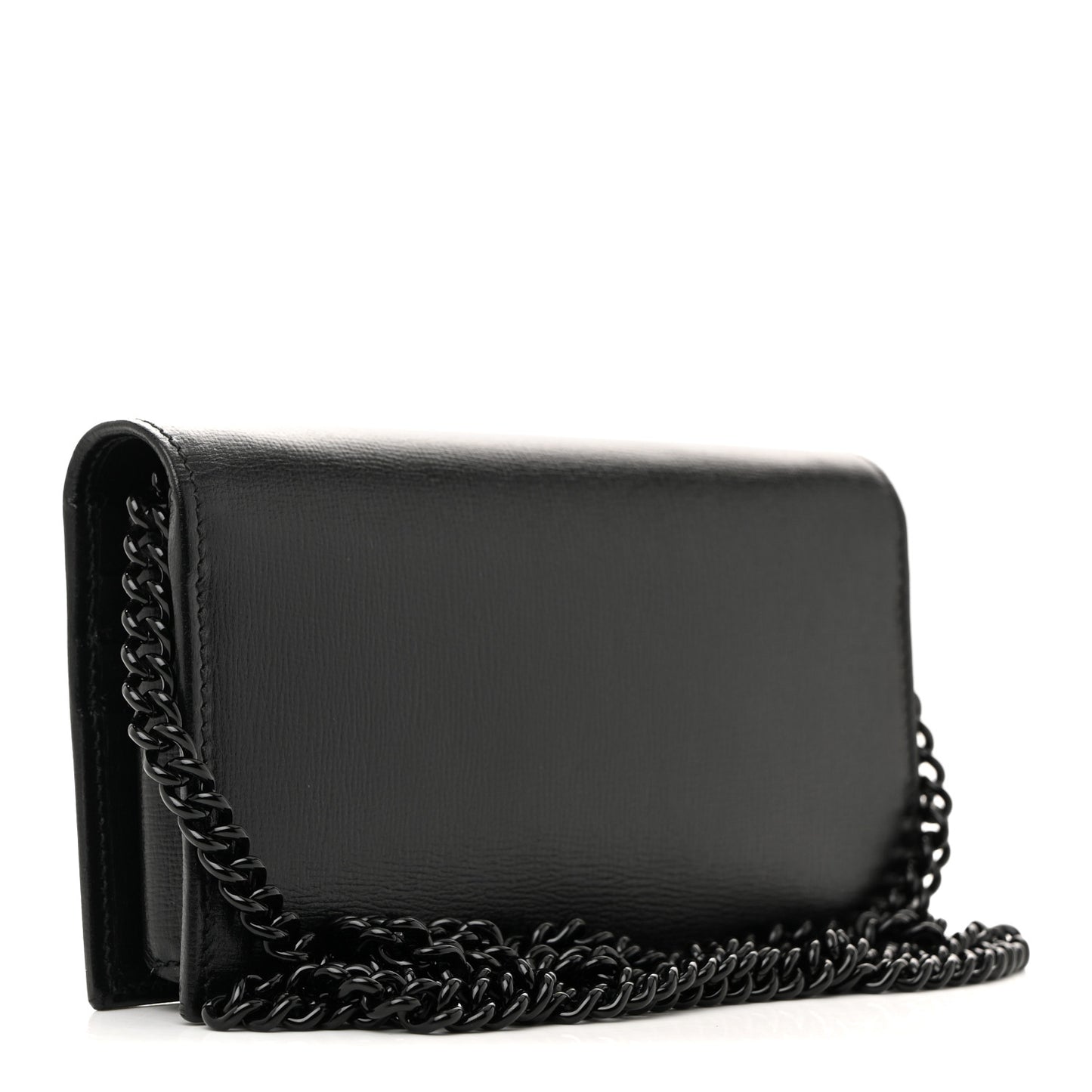 Azalea Calfskin Enamel Horsebit 1955 Wallet On Chain Black