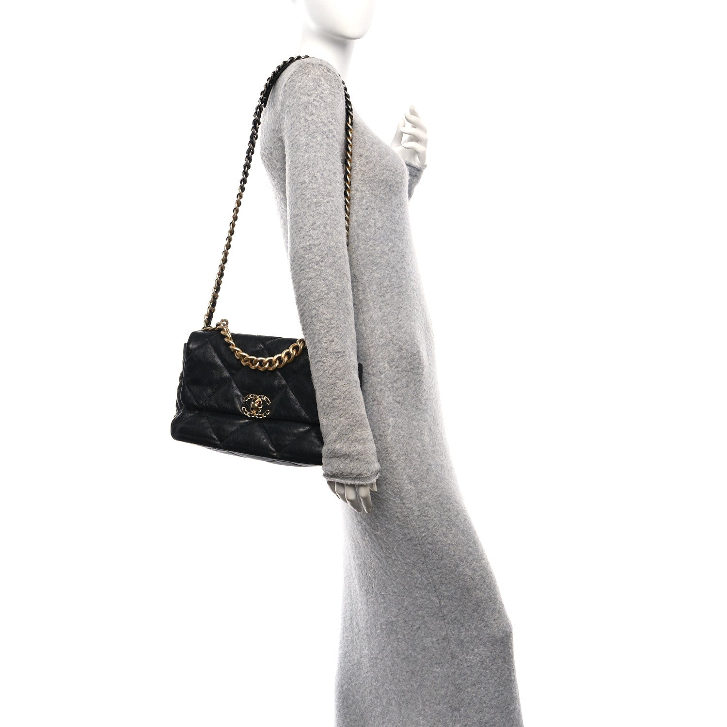 Chanel Goatskin Quilted Large Chanel 19 Flap Black 2 of 10