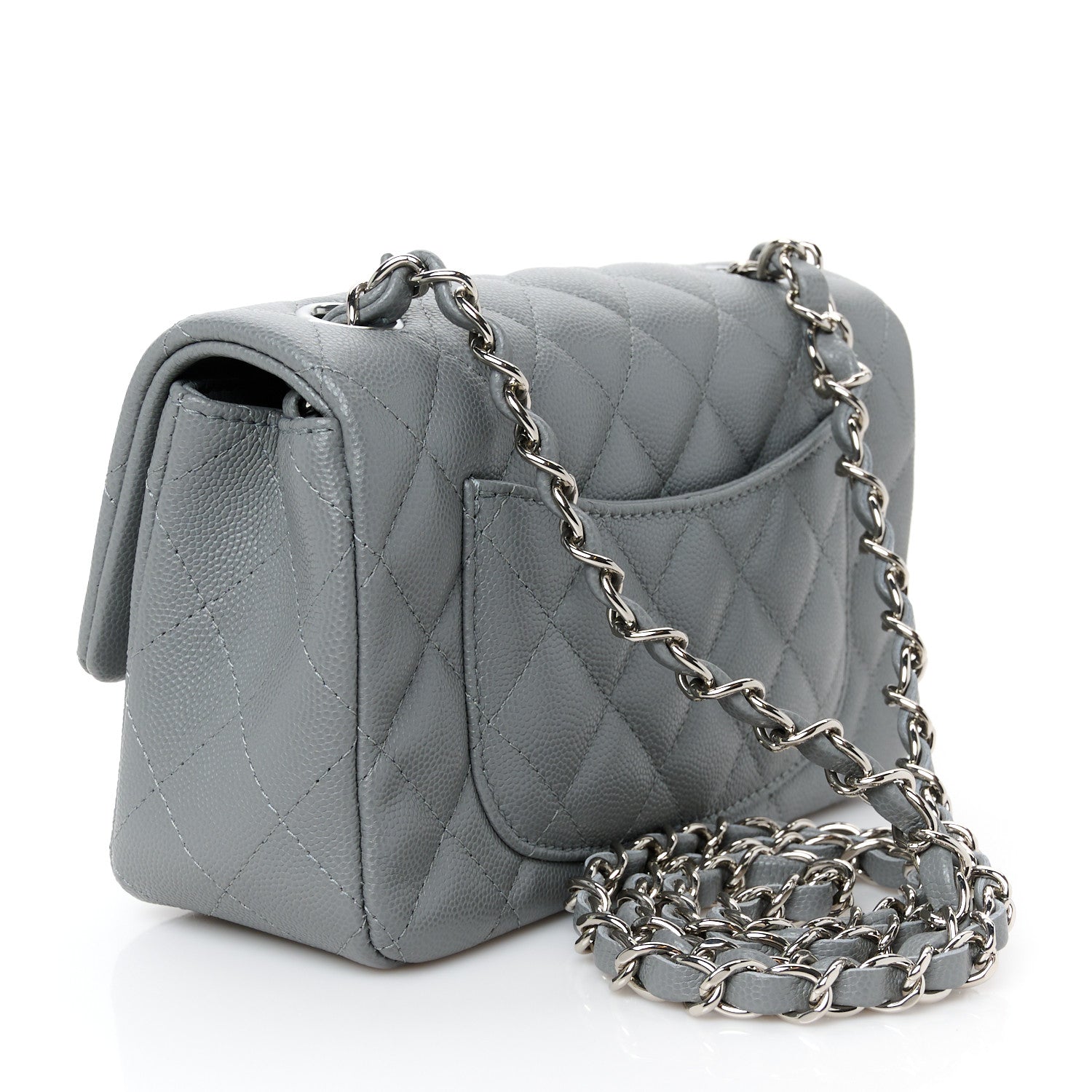 Chanel Caviar Quilted Mini Rectangular Flap Grey 3 of 11