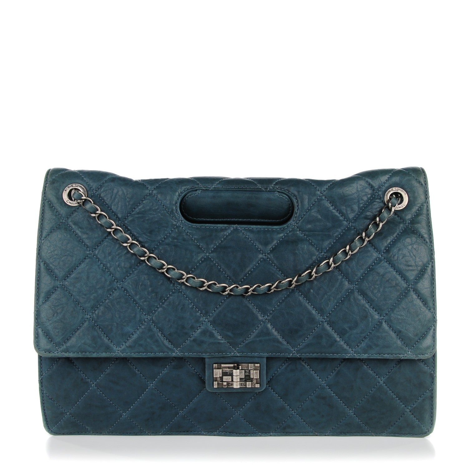 Chanel Washed Lambskin Quilted Maxi Take Away Flap Turquoise 1 of 8