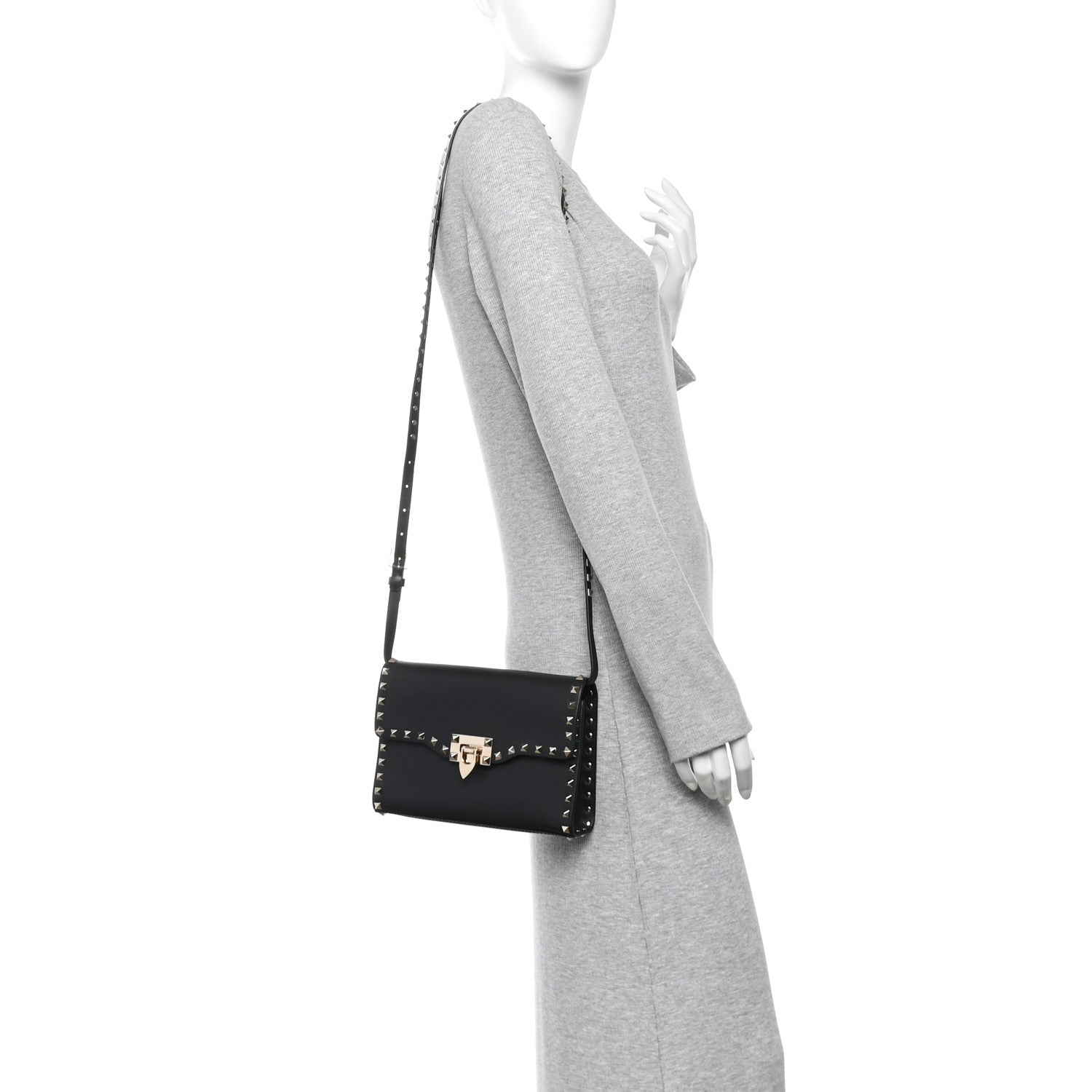 Valentino Garavani Vitello Medium Rockstud Flip Lock Crossbody Bag Black 2 of 10