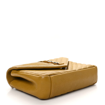 Saint Laurent Sheepskin Matelasse Chevron Monogram Medium College Bag Olive 4 of 10