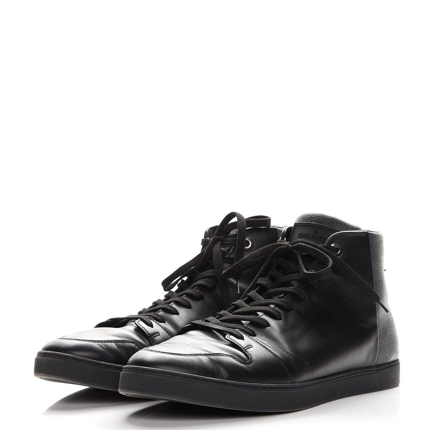 Louis Vuitton Damier Graphite Calfskin Line Up Sneaker Boots 10 Black 3 of 9