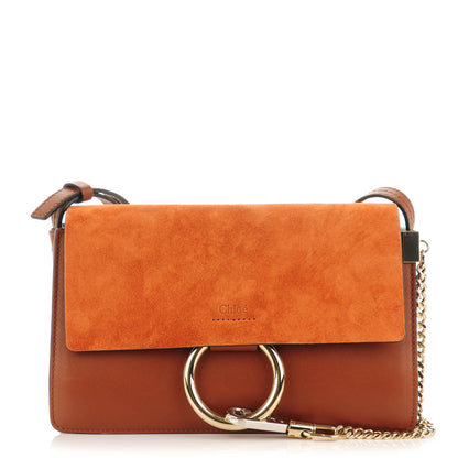 Chloe Suede Calfskin Small Faye Shoulder Bag Tobacco 1 of 7