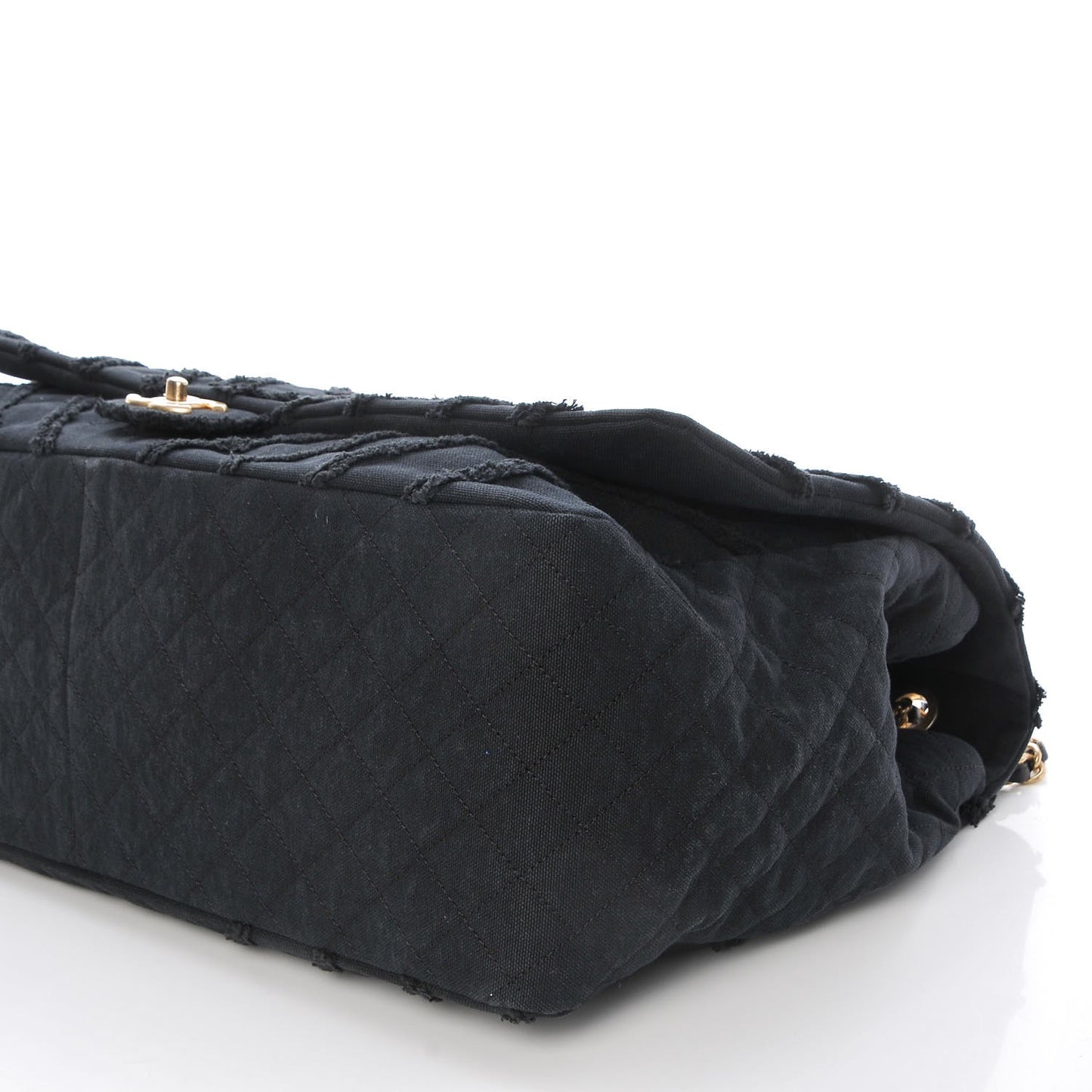 Canvas Chevron Quilted XXL Travel Flap Bag Black