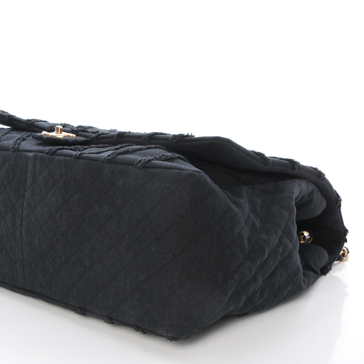 Chanel Canvas Chevron Quilted XXL Travel Flap Bag Black 10 of 10