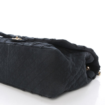 Chanel Canvas Chevron Quilted XXL Travel Flap Bag Black 10 of 10
