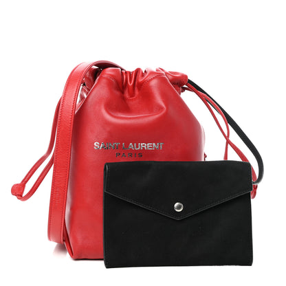 Saint Laurent Lambskin Small Teddy Bucket Bag Red 1 of 8