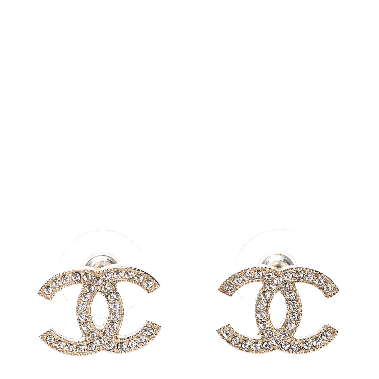 Chanel Crystal CC Earrings Light Gold 1 of 6