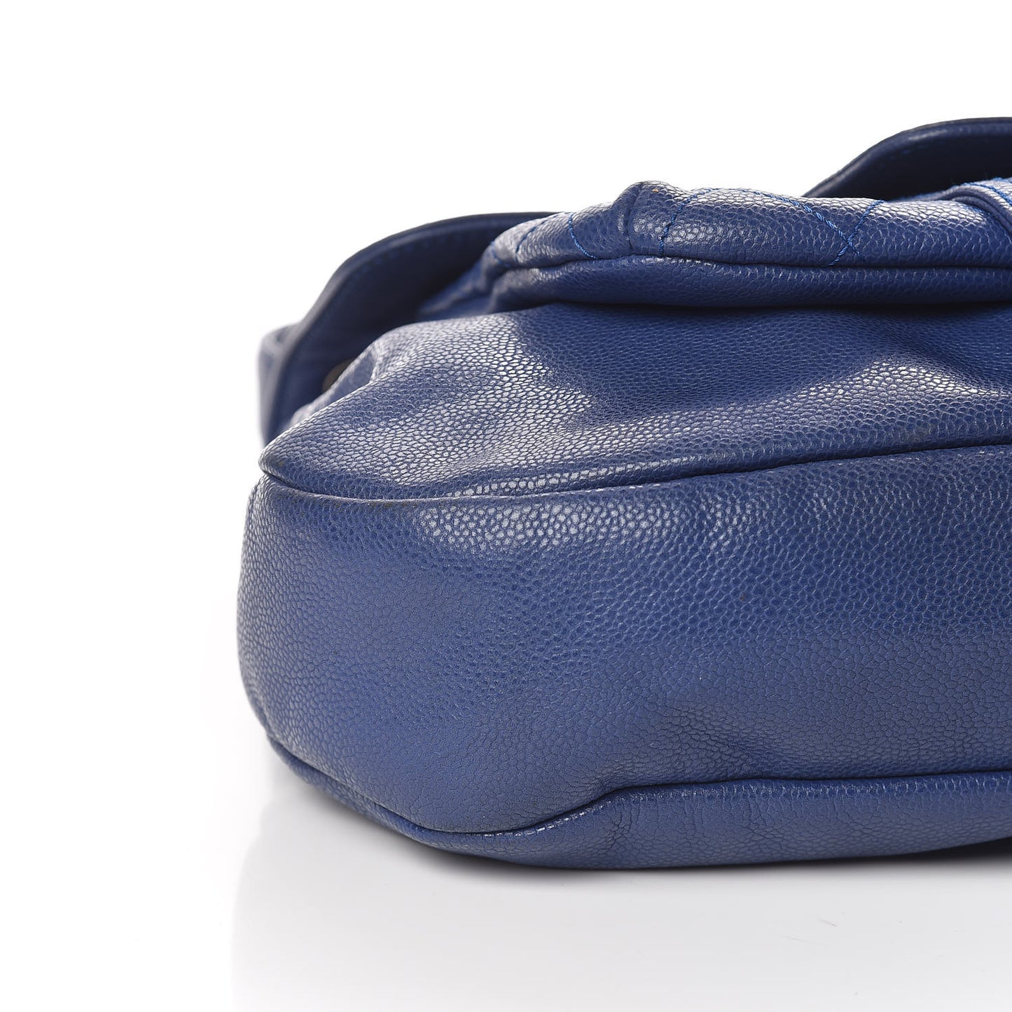 Glazed Caviar Flap Hobo Dark Blue