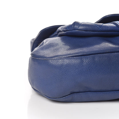 Chanel Glazed Caviar Flap Hobo Dark Blue 5 of 10