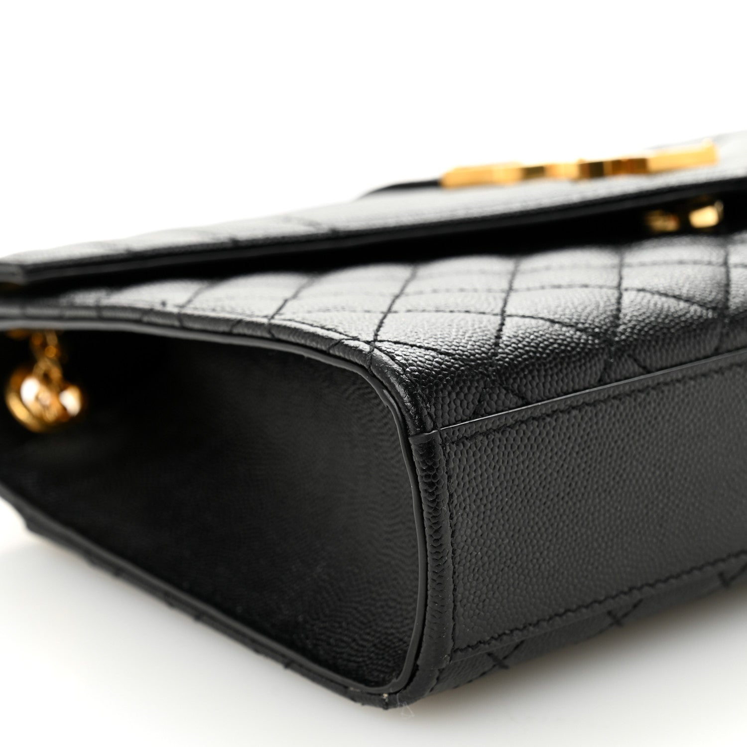 Saint Laurent Grain De Poudre Textured Mixed Matelasse Triquilt Medium Monogram Satchel Black 8 of 9