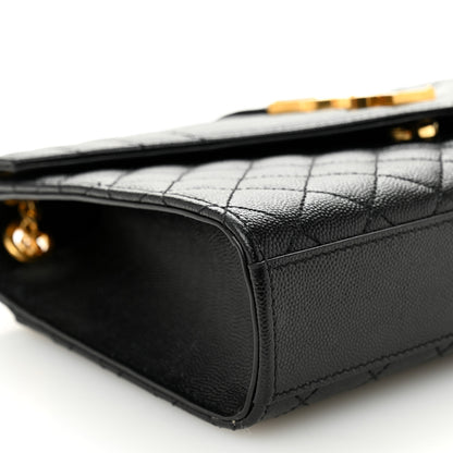 Saint Laurent Grain De Poudre Textured Mixed Matelasse Triquilt Medium Monogram Satchel Black 8 of 9