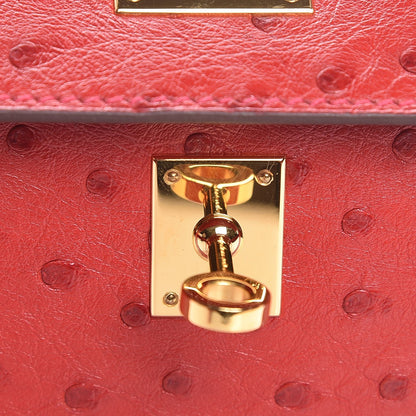 Hermes Ostrich Kelly Pochette Rouge Vif 23 of 35