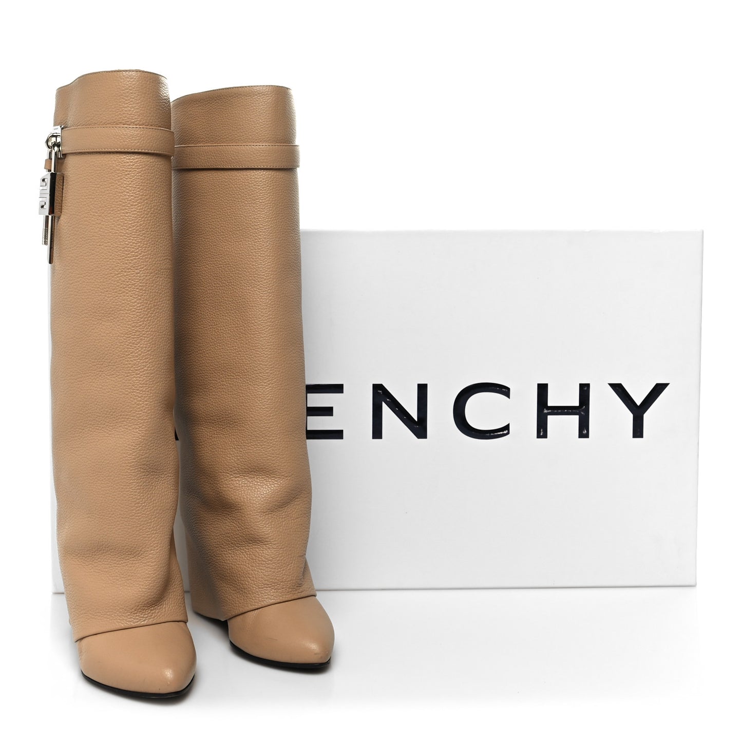 Calfskin Shark Lock Pant Boots 36.5 Beige