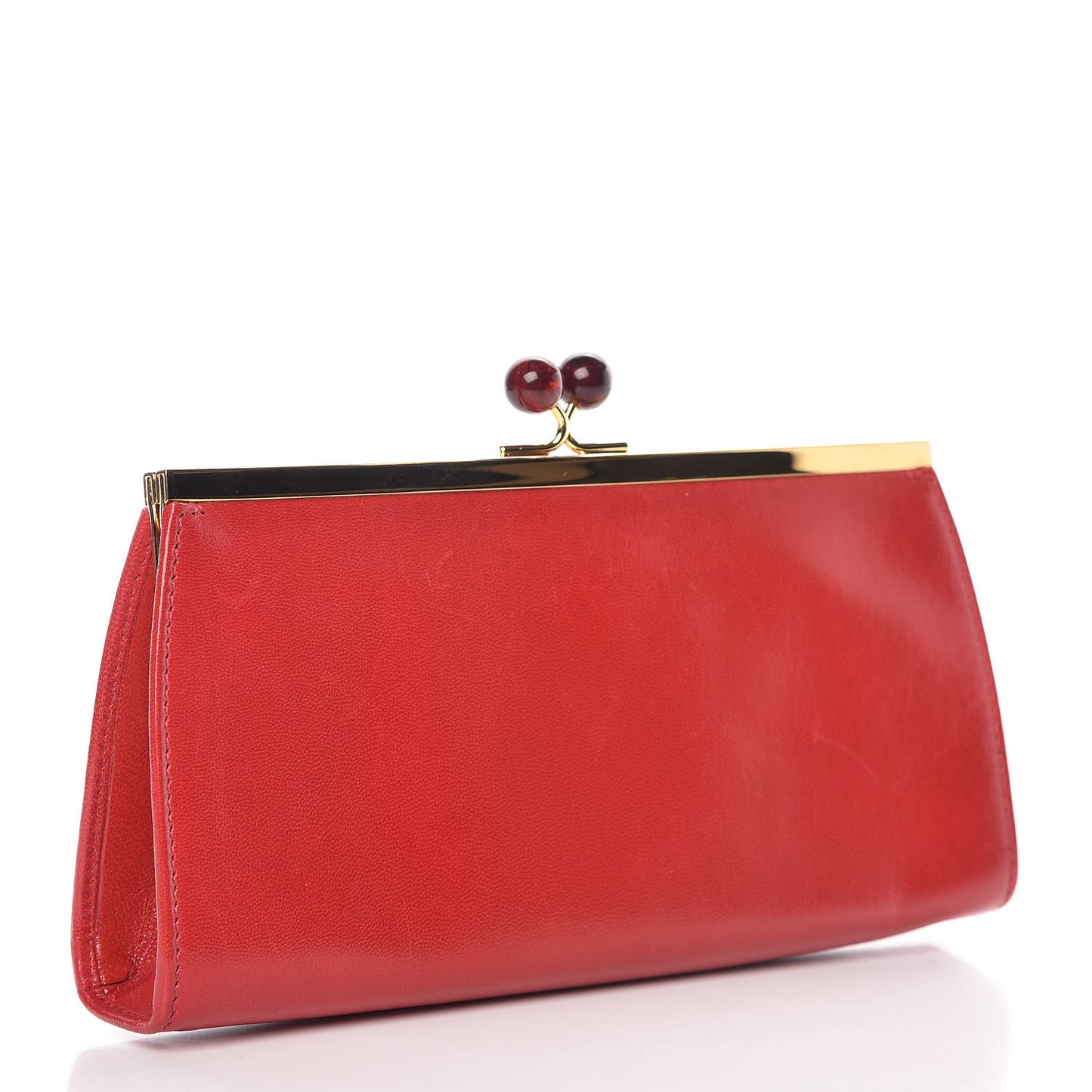 Goatskin Chic Kisslock Mini Clutch Rosso
