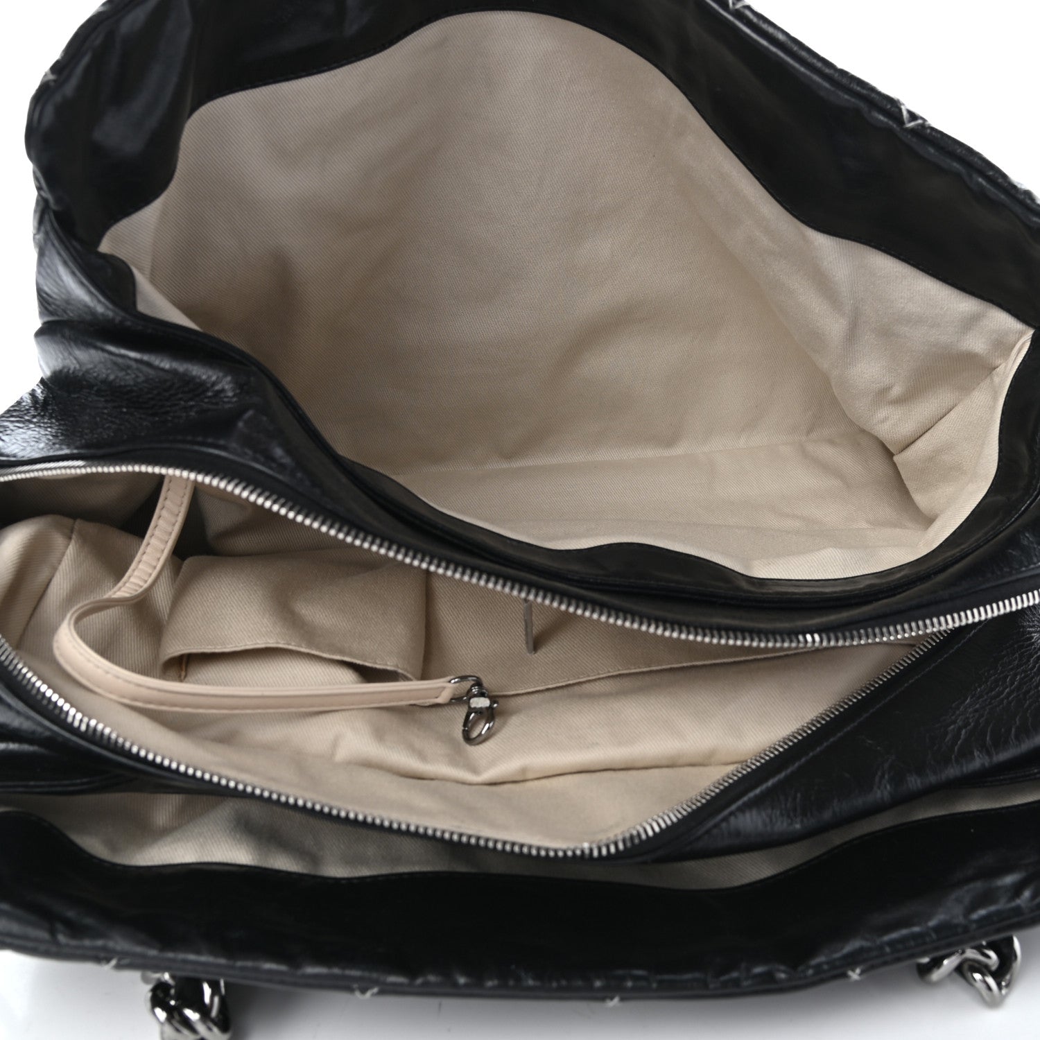 Chanel Glazed Goatskin Double Contrast Stitch Large Tote Black 5 of 11