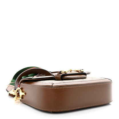 Gucci GG Supreme Monogram Azalea Calfskin Web Mini Horsebit 1955 Shoulder Bag Beige Ebony Brown Sugar 4 of 11