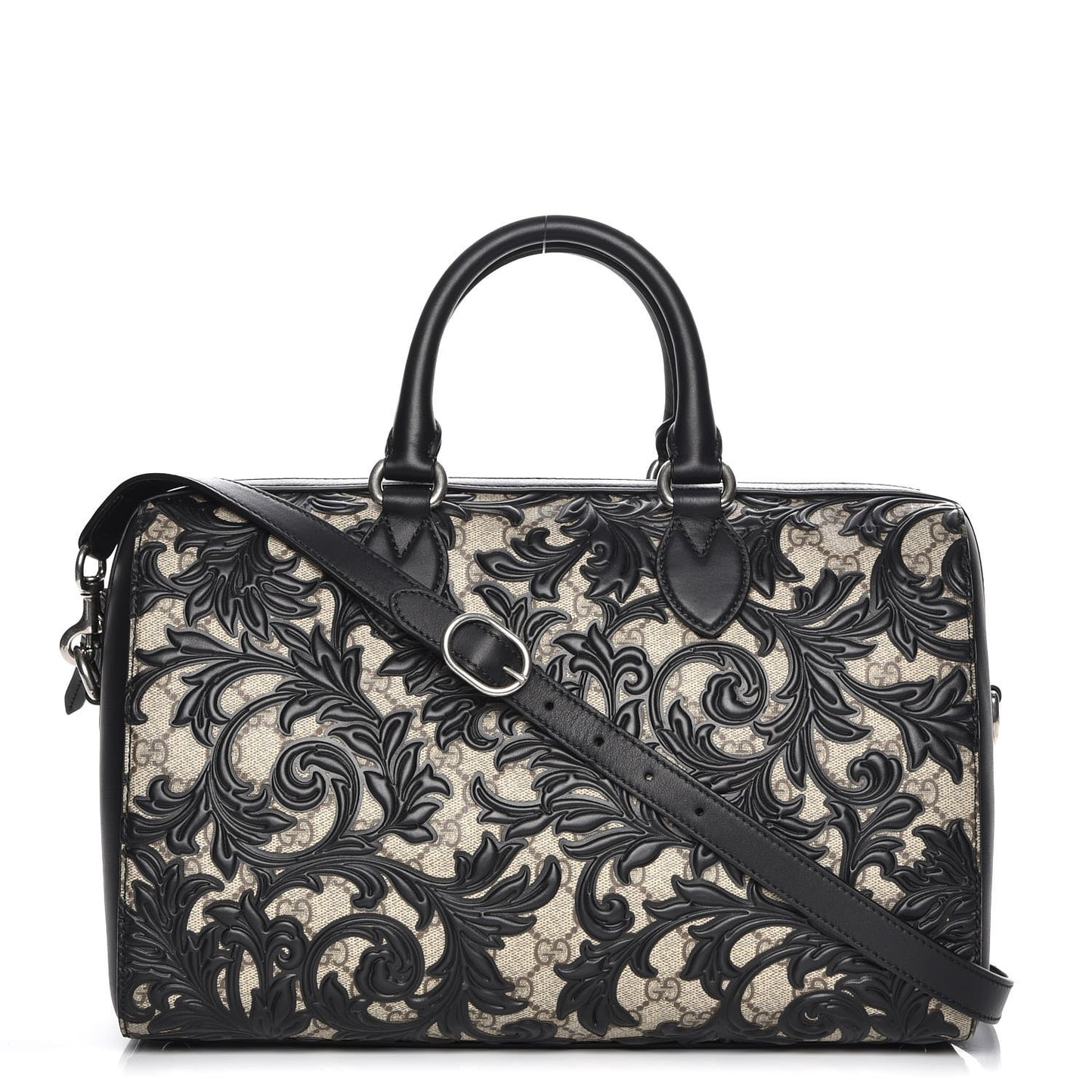 GG Supreme Monogram Arabesque Medium Boston Black