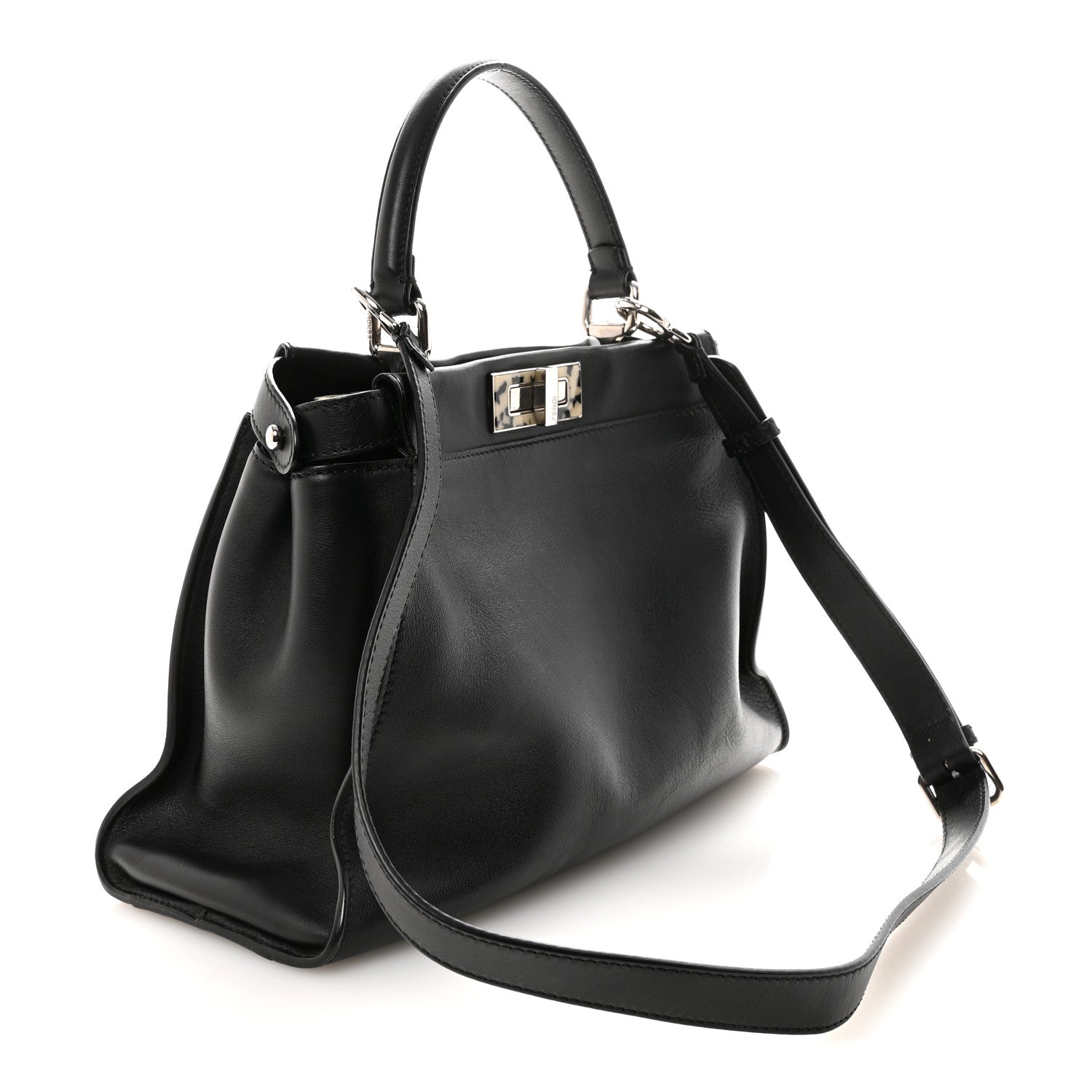 Fendi Vitello Dolce Shiny Nappa Plexglass Granite Medium Peekaboo