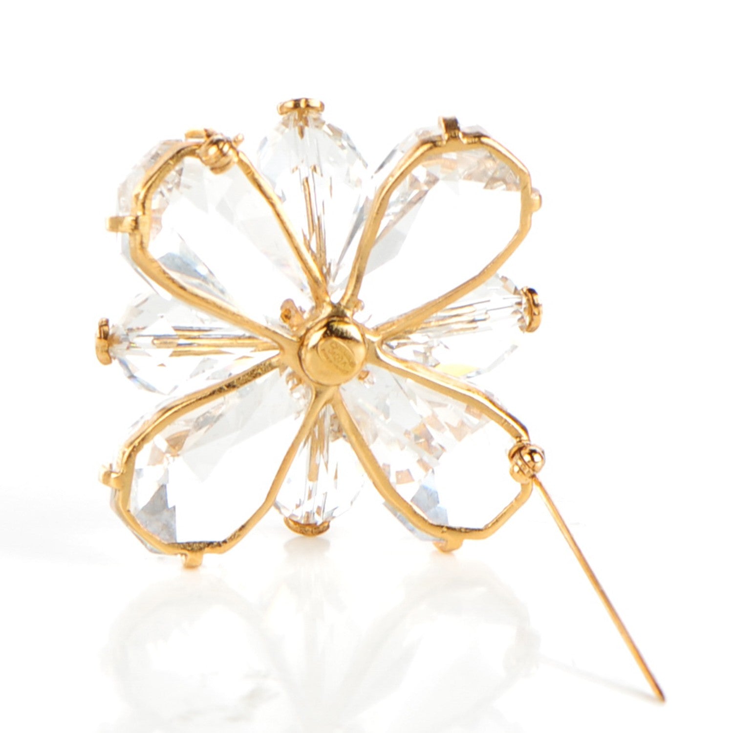 Chanel Crystal CC Brooch Gold 4 of 7