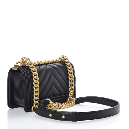 Chanel Lambskin Chevron Quilted Small Boy Flap Black 3 of 14