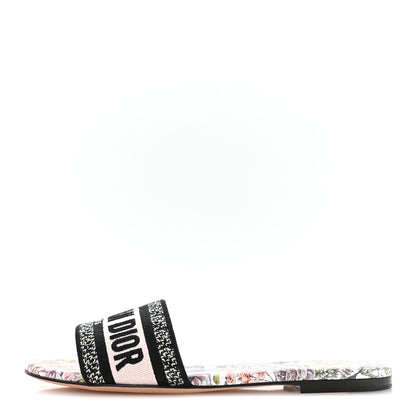 Christian Dior Canvas Embroidered D-Floral Dway Mules Slide Sandals 39.5 Off White Multicolor 1 of 9