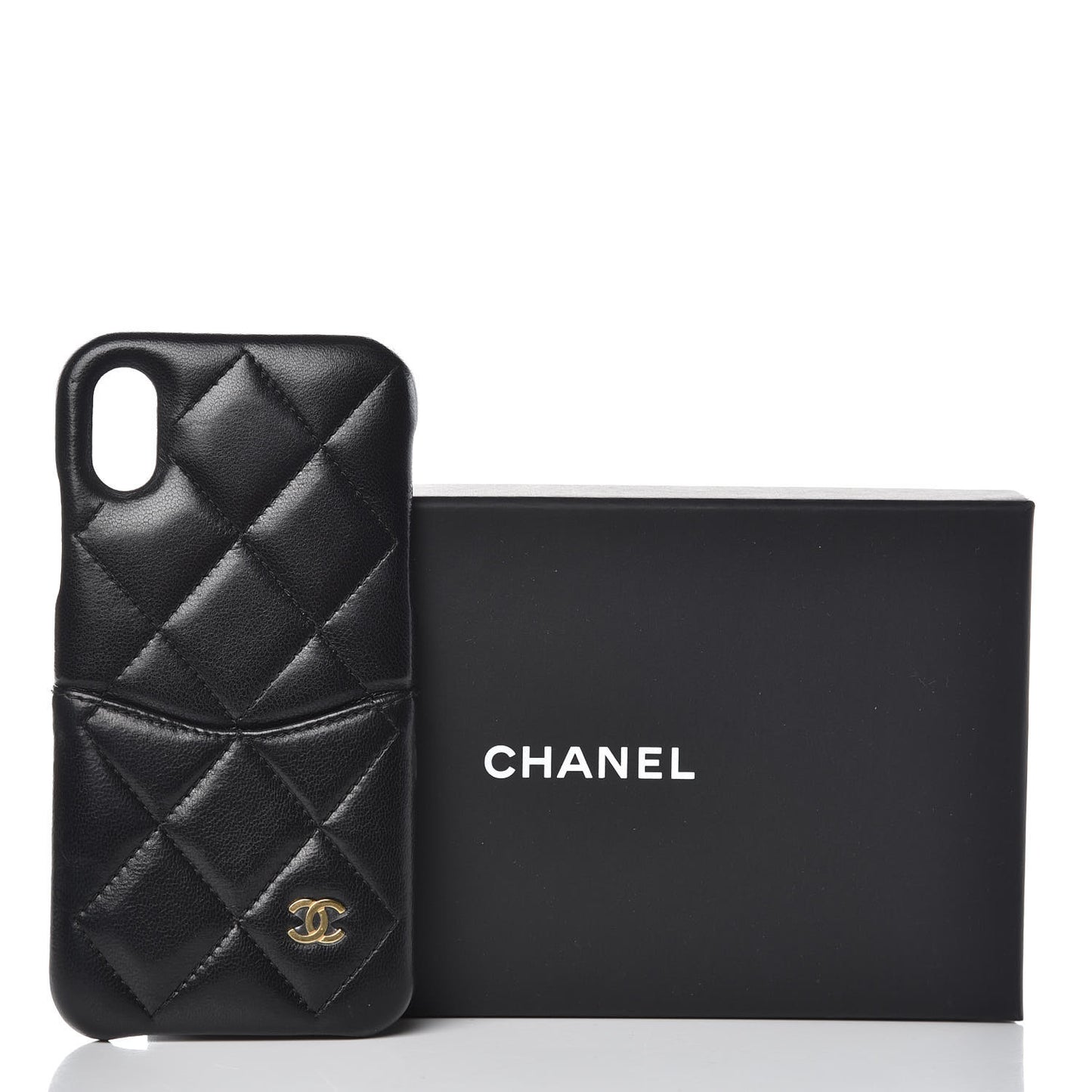Lambskin Quilted iPhone X Case Black