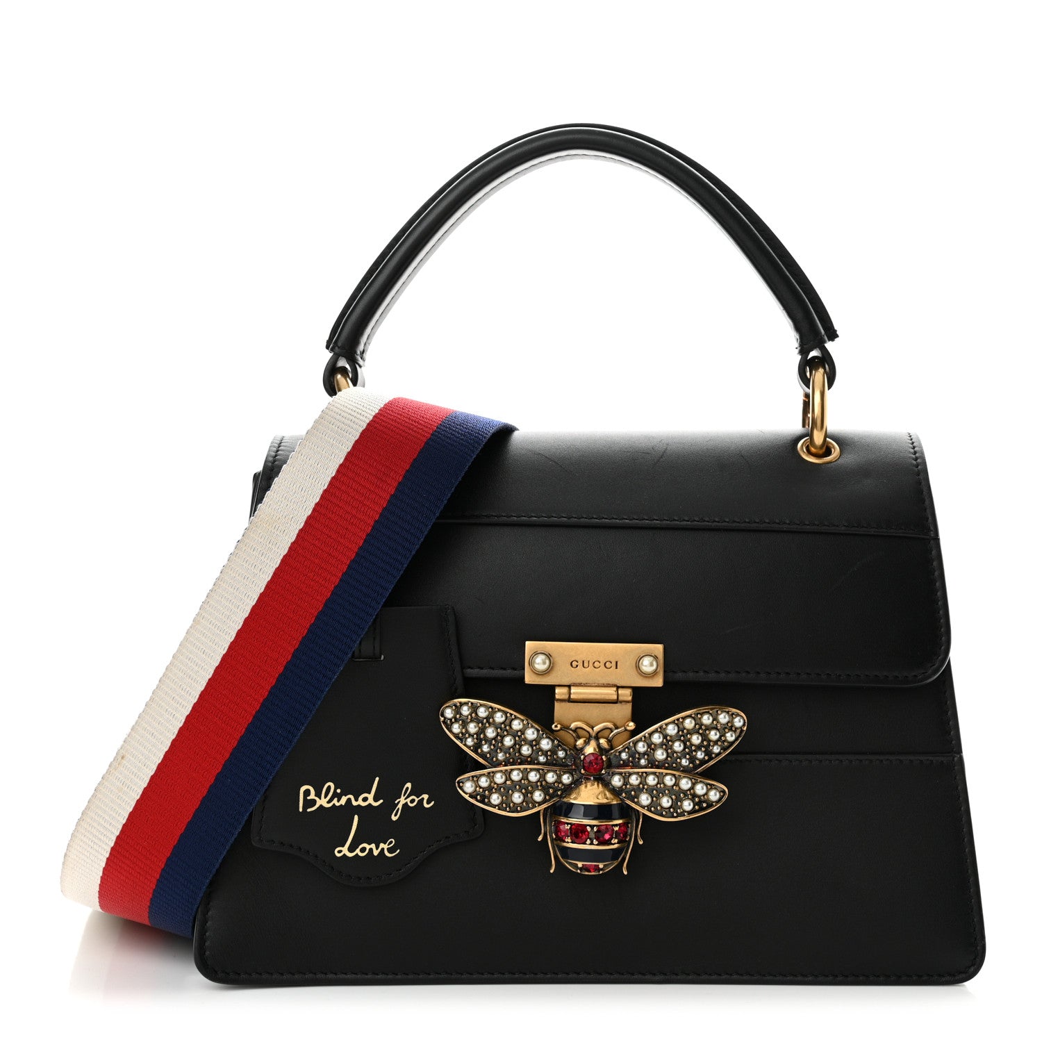 Gucci Calfskin Sylvie Web Small Queen Margaret Top Handle Bag Black 1 of 13