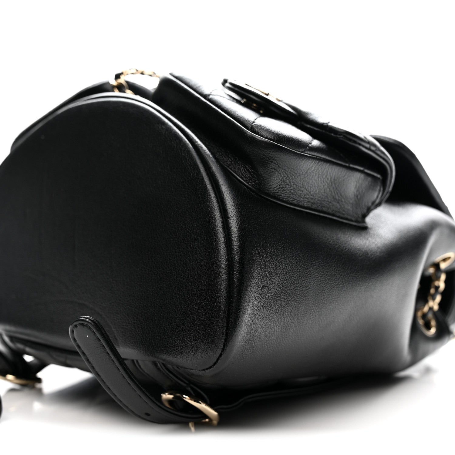Chanel Shiny Caviar Quilted Medium Duma Pockets Drawstring Backpack Black 10 of 12