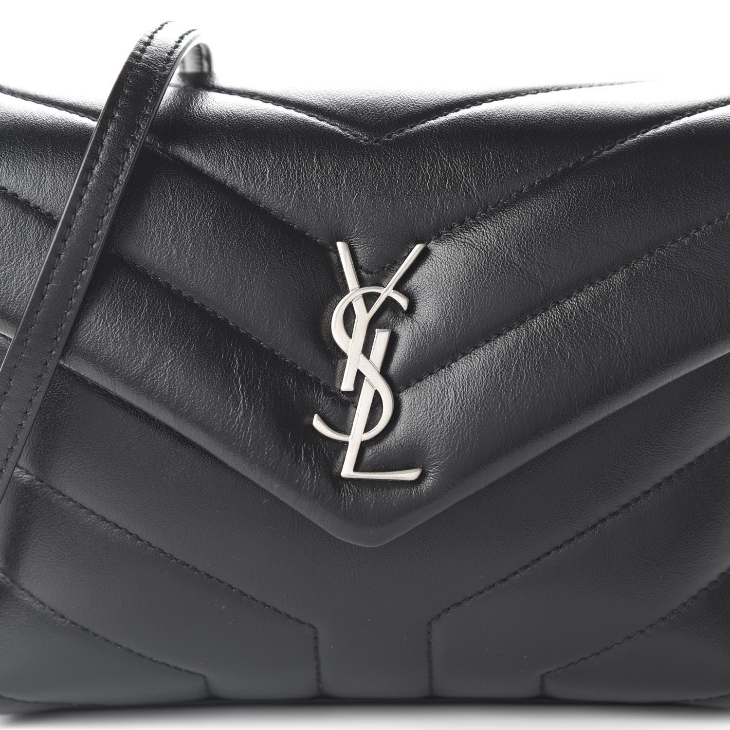 Saint Laurent Calfskin Y Quilted Monogram Toy Loulou Crossbody Bag Black 9 of 10