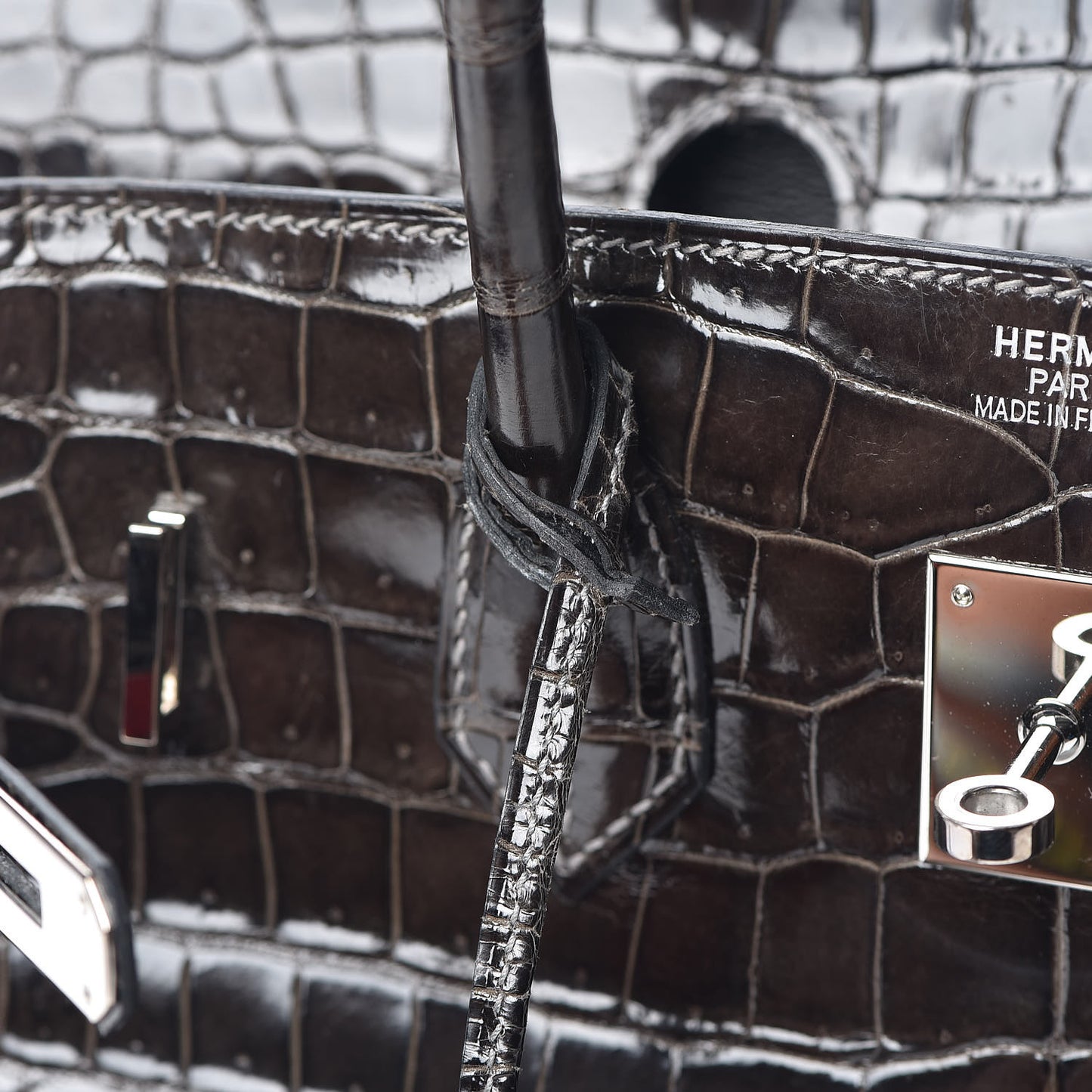 Shiny Porosus Crocodile Birkin 35 Graphite
