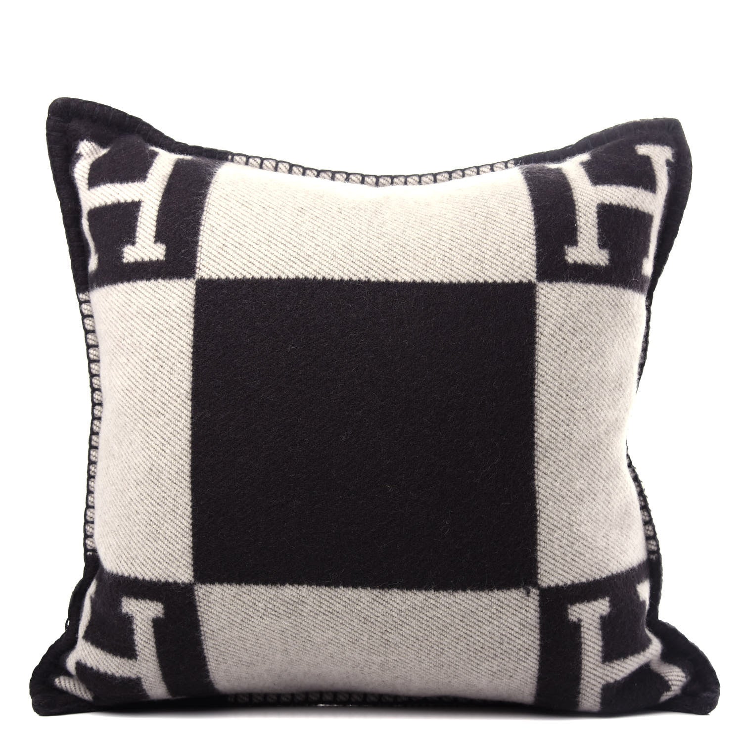 Hermes Wool Cashmere Avalon Pillow PM Ecru Gris Fonce 1 of 5