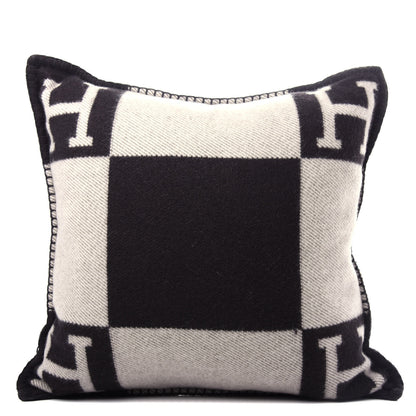 Hermes Wool Cashmere Avalon Pillow PM Ecru Gris Fonce 1 of 5