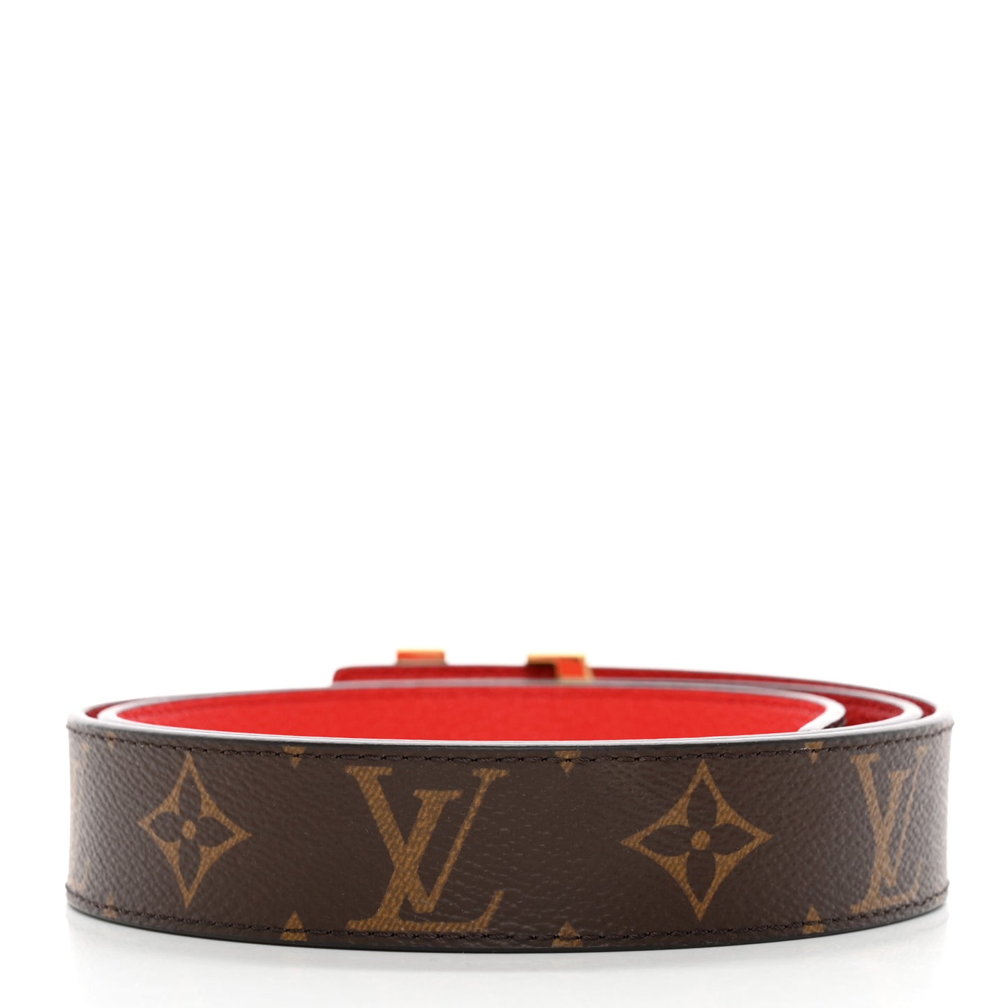 Monogram Calfskin 30mm LV Initiales Reversible Belt 85 34 Red
